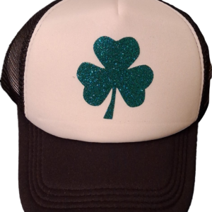 Black&White Hat - Glitter Green Shamrock