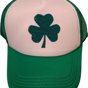 Green&White Hat - Glitter Green Shamrock