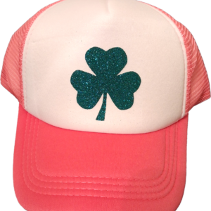 Pink Hat - Glitter Green Shamrock