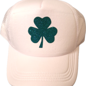White Hat - Glitter Green Shamrock
